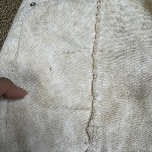 Zara Double Waistband Boho Freyed Tan and Cream wide leg Jeans NWOT Sz 6 - Picture 4 of 15